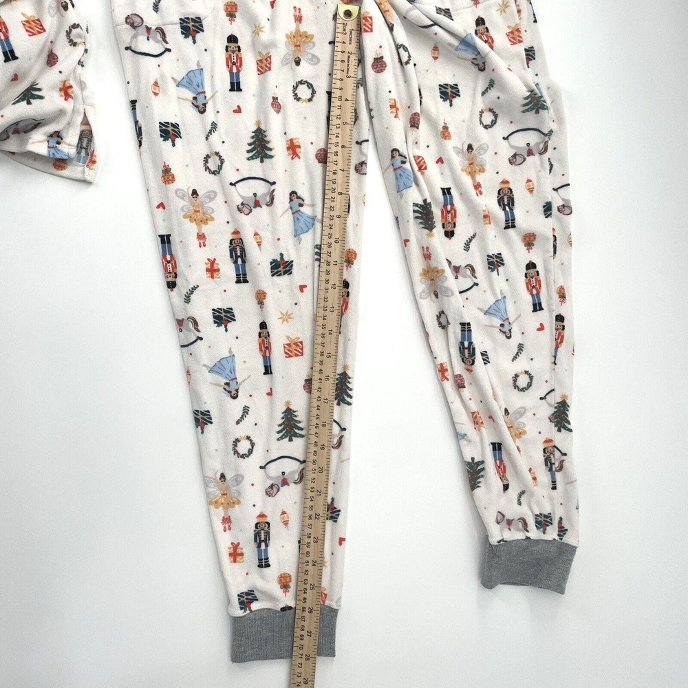 Cuddl Duds Small Tall White Nutcracker Print Minky Fleece Lounge Pajama Set - Picture 4 of 7